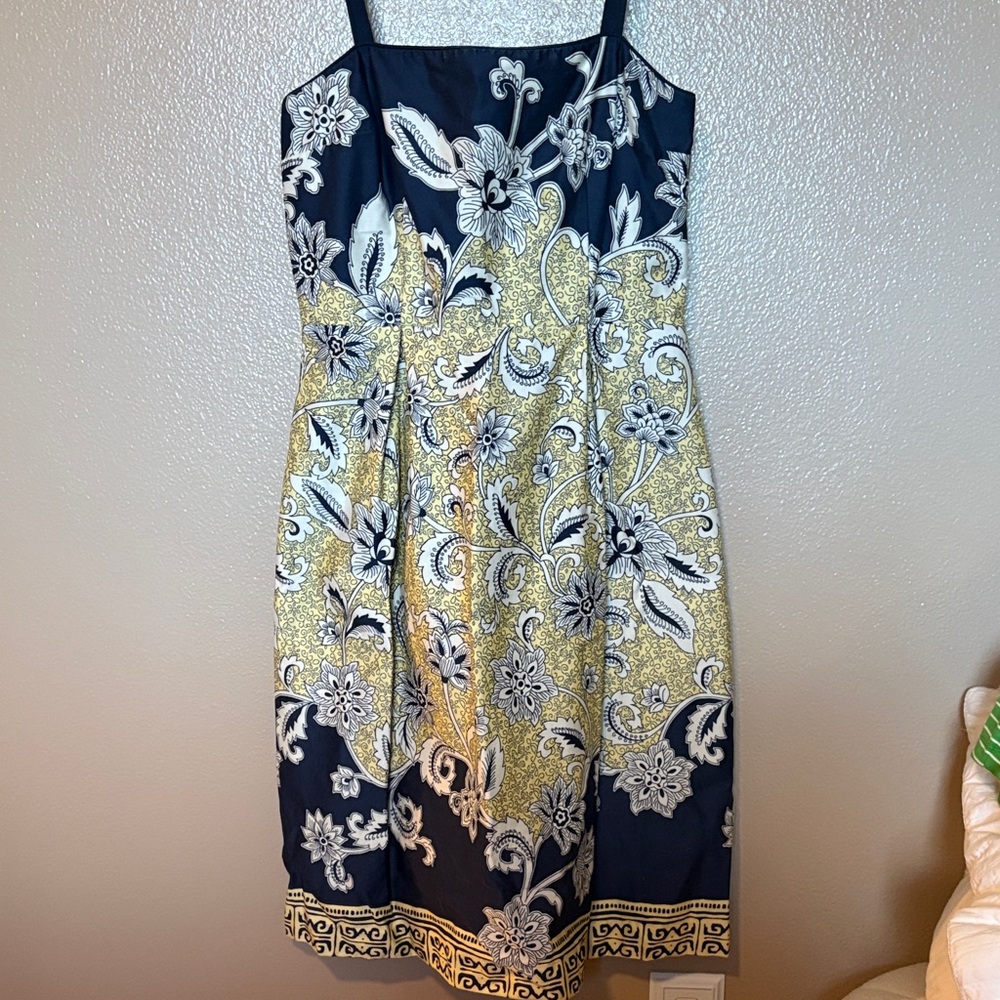 Jessica Howard Floral Print Navy and Yellow Sundress